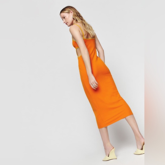 Reformation Lilou Knit Dress in Citrus/Ochre size L - Picture 6 of 16